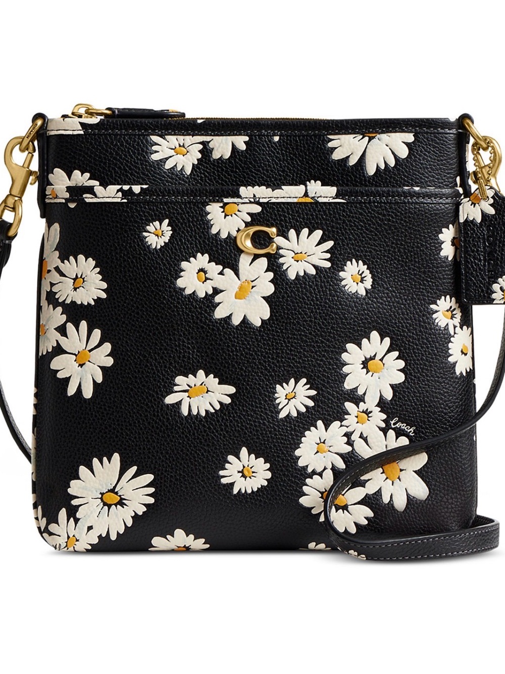 Coach Black and White Daisy Print Crossbody Bag